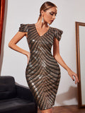 Women's Evening Gown Sexy Retro Sequins Dress Gown