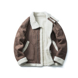 Unisex Winter Cotton Coat Suede Lapel Cotton-Padded Coat Vintage Pocket Decoration Warm-Keeping Cotton Clothing