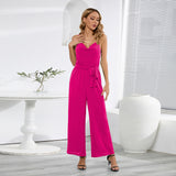 Women Date Dress Summer Sexy Slim-Fit Suspender Wide-Leg Jumpsuit Trousers