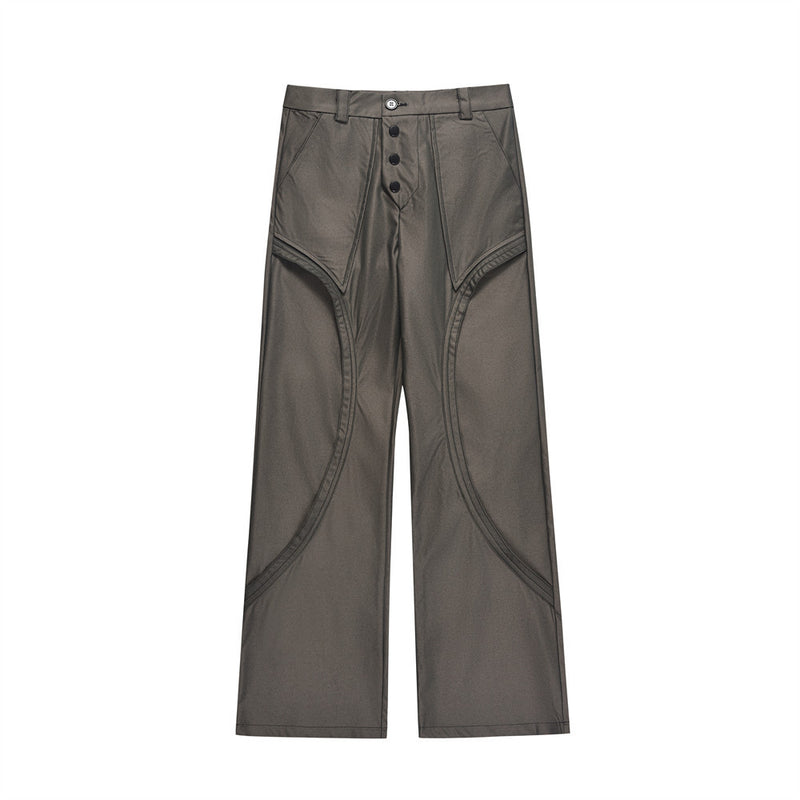 Men Sweatpants Vibe Straight Casual Trousers Cardigan with Buttons Wide Leg Pants