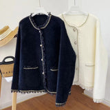 Women Knitwear Autumn and Winter Lace Loose Knitted Cardigan