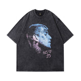 Men T Shirt Gothic Skull Print Heavy Short Sleeve T-shirt