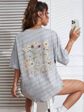 2024Beautiful flower clusters Print Cotton Women T-Shirts