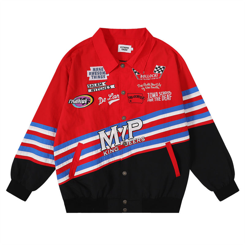 Men Jacket Coat Racing Suit Motorcycle Clothing Jacket Men's Spring and Autumn Stitching Loose Windproof Jacket