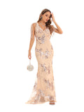 Women Evening Gown Sexy Retro Backless Sequins Dress