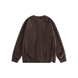 Unisex Winter Cotton Coat Twist round Neck Knitted Sweater Vintage Cardigan Sweater