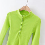 Women Sweater Knitwear Autumn and Winter Zipper Stand Collar Sweater