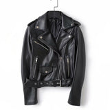 Women Leather Jacket Spring and Autumn Slim Fit Short Belt Lapel Small Leather Coat Biker's Leather Jacket