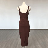 Women's Evening Dress Bandage One-Piece Dress Square Collar Sleeveless Sexy Slim Fit Camisole Gown