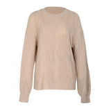 Women Knitted Sweater Fall Solid Color Pullover Sweater