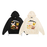 Men Hoodie Cartoon Flocking Casual Hooded Sweater for Men and Women