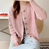 Women Knitwear Autumn Winter Retro Sweater Coat Loose Knitted Cardigan