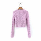 Women Sweater Knitwear V-neck Sexy Midriff-Baring Sweater Female Vintage Knitted Cardigan Short Top