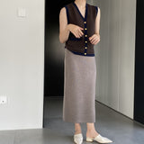 Women Knitted Skirt Autumn and Winter Knitting Straight Skirt Sheath Skirt
