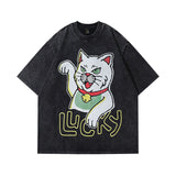 Men T Shirt Printed Washed Distressed Short Sleeve T-shirt Men Oversize Half Sleeve Tee