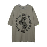 Men T Shirt Vintage Oversize round Neck Short Sleeve T-shirt
