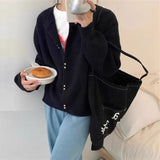 Women Knitted Cardigan Autumn and Winter round Neck Casual Sweater Coat