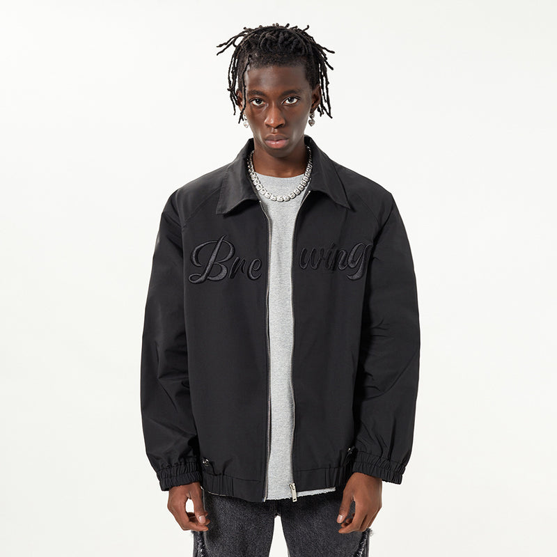 Men Jacket Coat Embroidered Bomber Jacket Men's Spring and Autumn Loose Lapels Coat