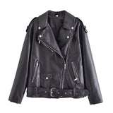Women Leather Jacket Slim-Fitting Biker Pu Jacket Coat