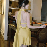 Women Dresses Summer Slim Fit Skirt Socialite Style Sexy Backless Short Dress