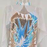 Women's Evening Gown Sexy Retro Long Sleeve Cloak Sequined Suspender Dress