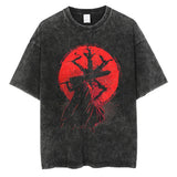 Men Streetwear Vintage Black Tshirt Harajuku Japanese Anime