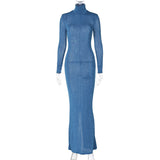 Women Dresse Autumn and Winter Turtleneck Long Sleeve Dress Sheath Dress