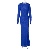 Women Dresses Fall Slim Fit round-Neck Long-Sleeved Dress