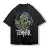 Men T Shirt Hip Hop Rapper Worn Looking Washed-out Short Sleeve T-shirt Men Oversize