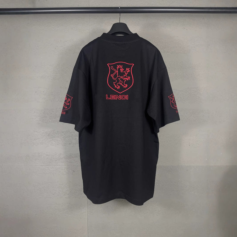 Men T-shirts Paris Lion Wash Short Sleeve Casual Loose T-Shirt