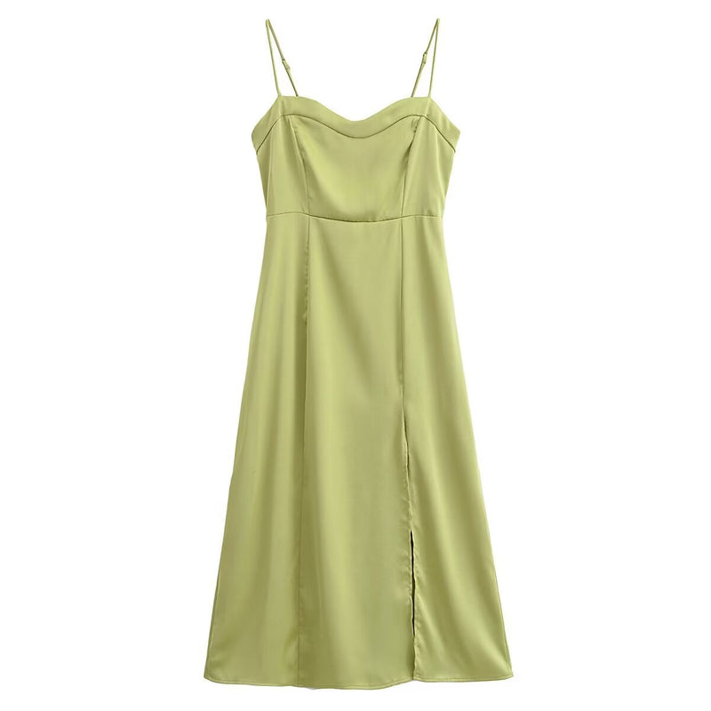 Women Dresses Summer Retro Slit Sling Dress (Xds0414)