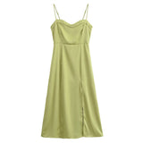 Women Dresses Summer Retro Slit Sling Dress (Xds0414)
