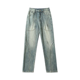 Men Jeans Washed Distressed Straight Jeans