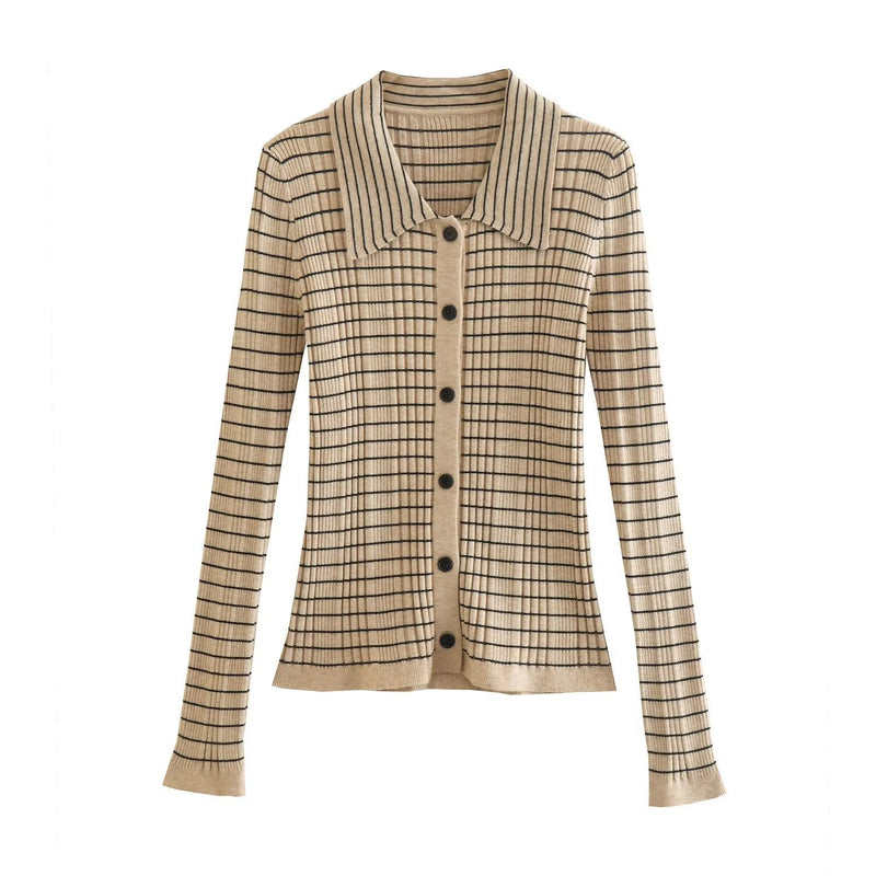 Women Sweater Knit Wear Lapel Knitted Top Autumn Long Sleeve Sweater Cardigan