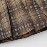 Women Skirt Plaid Pleated Skirt Girls Summer Double Belt Short Skirt Casual A- line Skirt