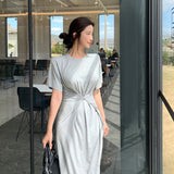 Women Dresses Short Sleeve Dress Crew Neck Casual Midi Dress