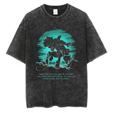 20242024 Fashion Streetwear Men Washed T Shirt Anime