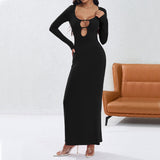 Women Dress Fall/Winter Slim Sheath Sexy Hollow-out Dress