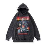 Men Hoodie Hip Hop Distressed Cartoon Printed Casual Hooded Sweater