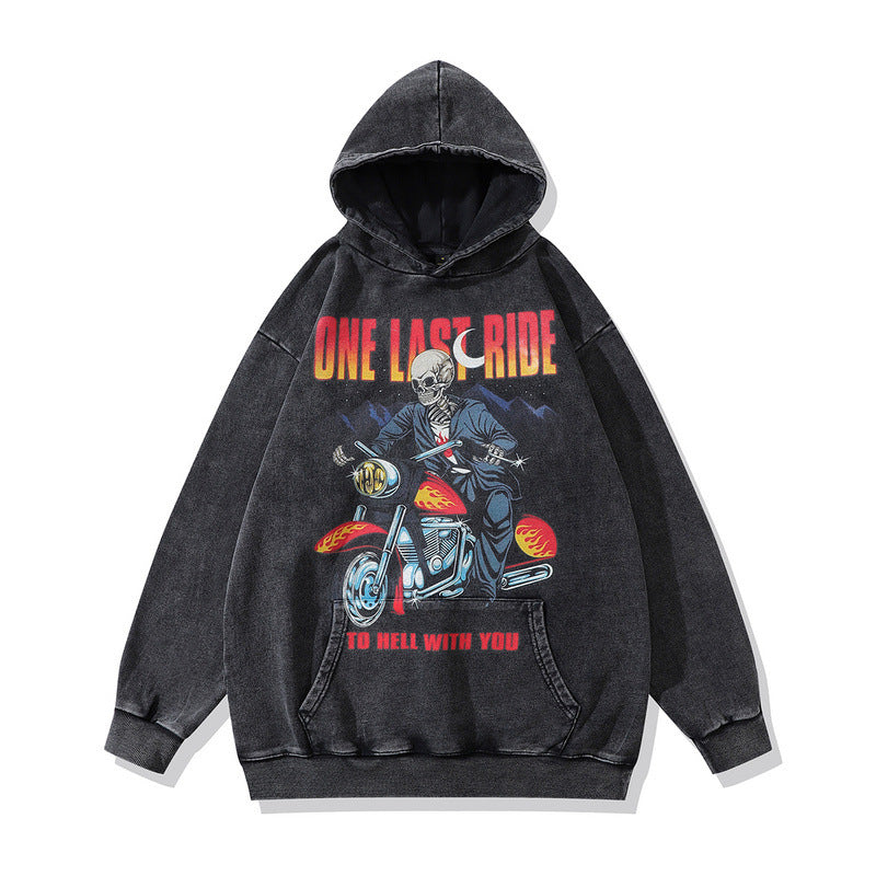 Men Hoodie Old Skull Printed Hoodie