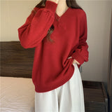 Women Knitted Pullover Autumn and Winter Loose Knitwear Top