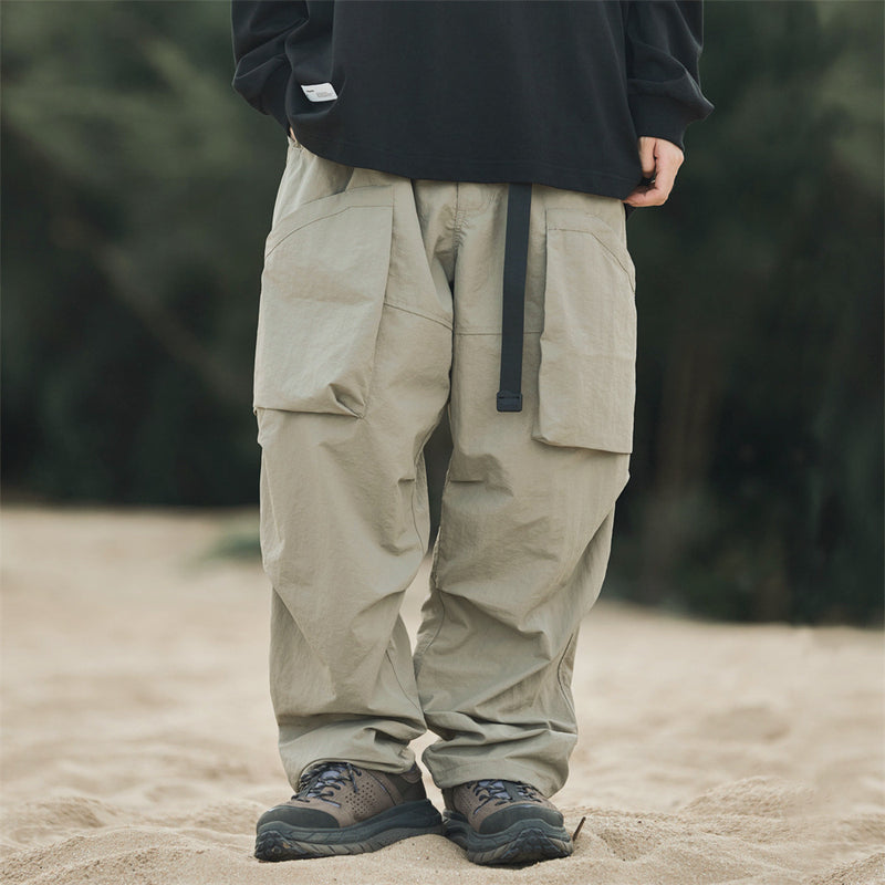 Men Sweatpants Workwear Casual Pants Pleated Multi-Pocket Sports Loose Trousers