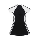 Women Dresses Letter Print Contrasting-Color Dress