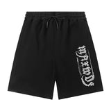 Men Shorts Vintage Letter Print Casual Shorts Loose Cropped Pants
