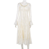Women Dresses Lace Long Sleeve Dress Autumn Winter Long Dress (Csm202403)