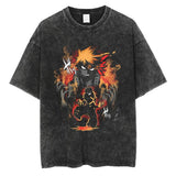 20242024 Fashion Streetwear Men Washed T Shirt Anime