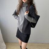 Women Winter Knitted Sweater Autumn and Winter Turtleneck Pullover Retro Loose Knitted Top 8t3099