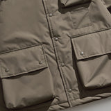 Unisex Winter Cotton Coat Three-Dimensional Pocket Decoration Lapel Cotton-Padded Coat Retro Workwear Shirt Cotton-Padded Jacket