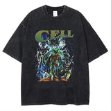 Anime cartoon dragon ball vintage wash print short sleeve t-shirt