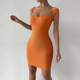 Women Dress Spring and Summer Sexy Nightclub Skirt Sleeveless Knitted Hip Spaghetti Straps Dress